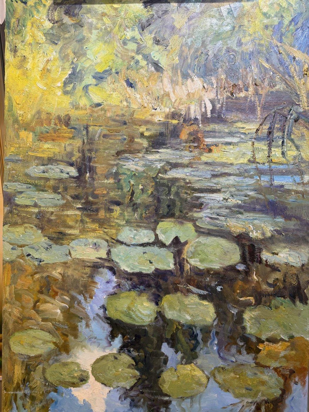临摹莫奈睡莲系列 意风画廊手绘油画作品全景