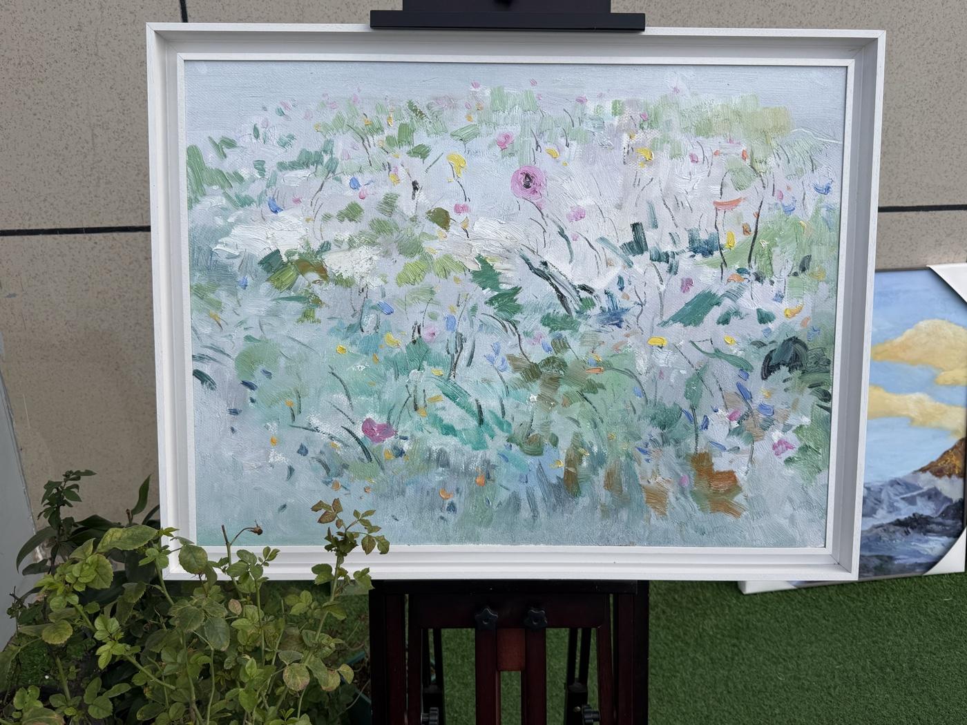 西安手绘油画定制 野花花卉油画 客厅装饰画 纯手绘 意风画廊