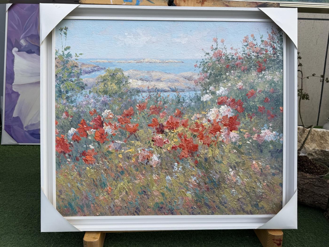 西安手绘油画定制 印象派花卉海边花田装饰画 意风画廊